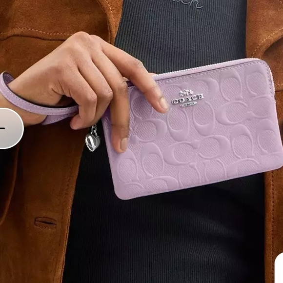 Coach Lavender Embossed Wristlet - Picture 3 of 4